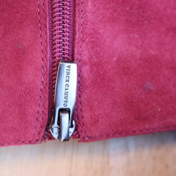 Vince Camuto Allost Burgundy Suede High Heel Bootie Sz 7 Ankle Boots. - Picture 9 of 12